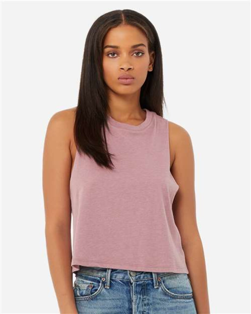 BELLA+CANVAS Ladies Racerback Cropped Tank for Workout, Casual Wear & Streetwear Lightweight Athletic Top